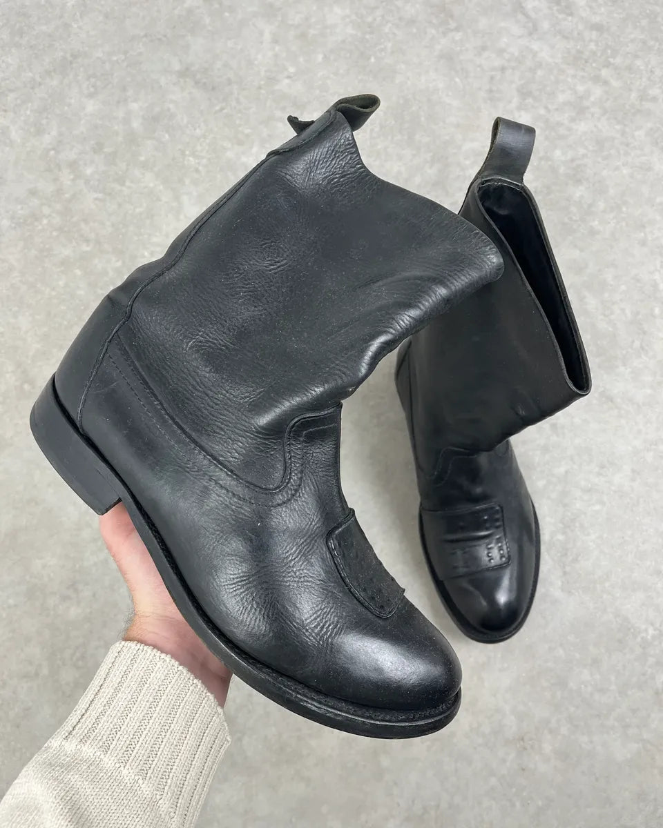 Marithé + François Girbaud Black Leather Padded Biker Boots BRnXrOG 0