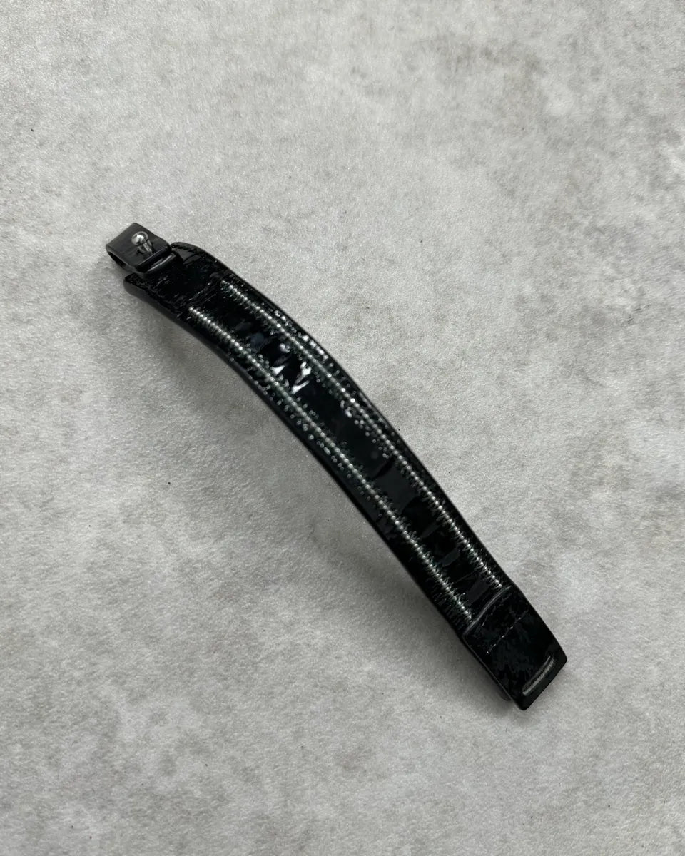 Marithé + François Girbaud Black Shiny Leather Bracelet  cTVMwPn 1