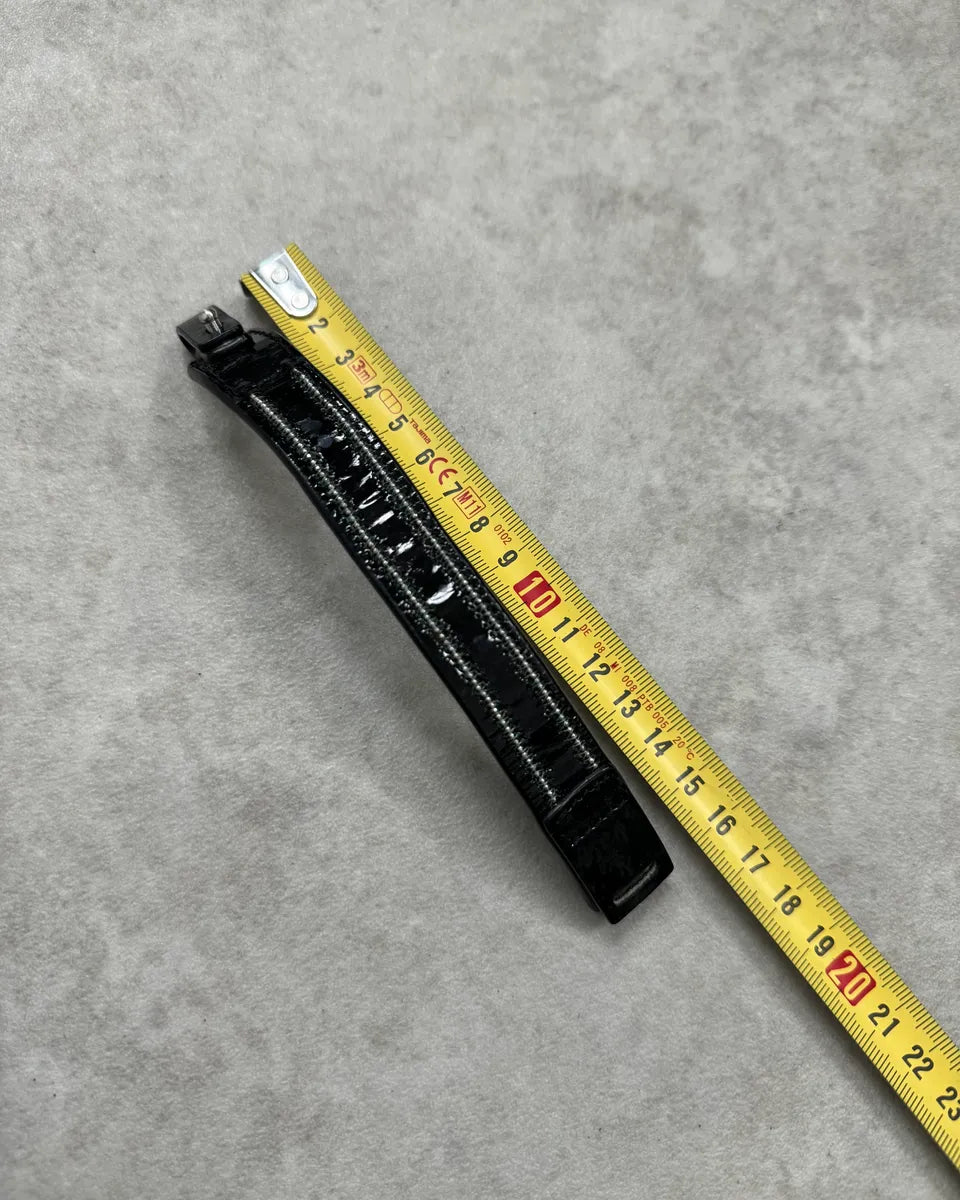 Marithé + François Girbaud Black Shiny Leather Bracelet  cTVMwPn 8