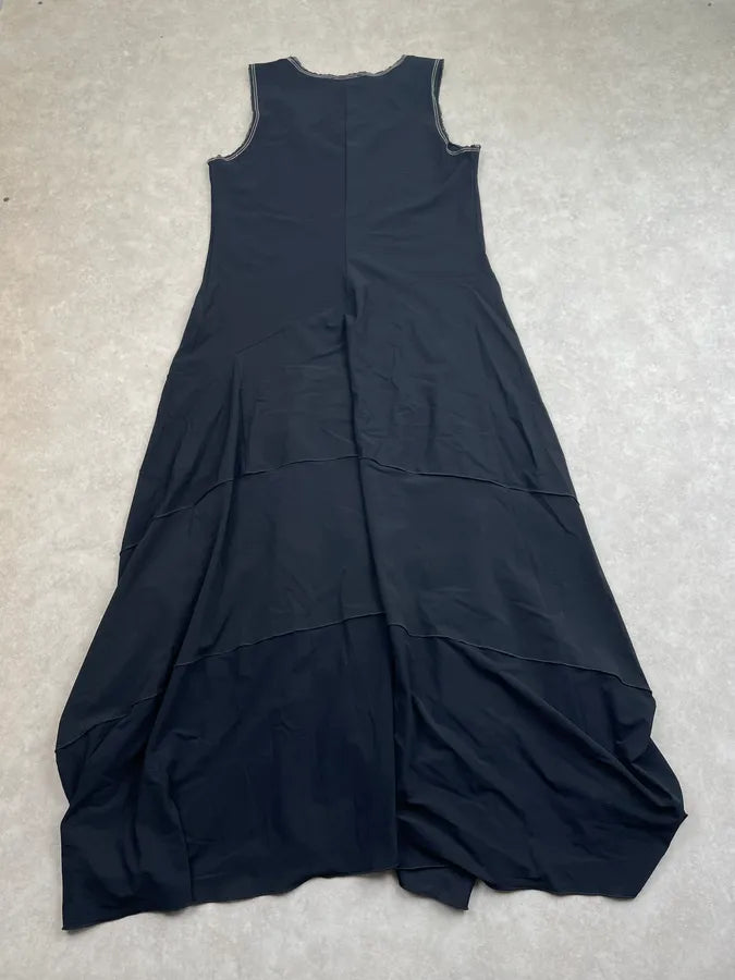 Marithé + François Girbaud Black Silk Asymmetrical Ruffle Maxi Dress bhjUqjw 6
