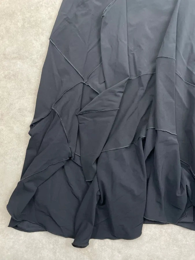 Marithé + François Girbaud Black Silk Asymmetrical Ruffle Maxi Dress bhjUqjw 4