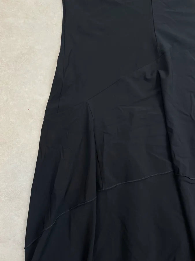 Marithé + François Girbaud Black Silk Asymmetrical Ruffle Maxi Dress bhjUqjw 7