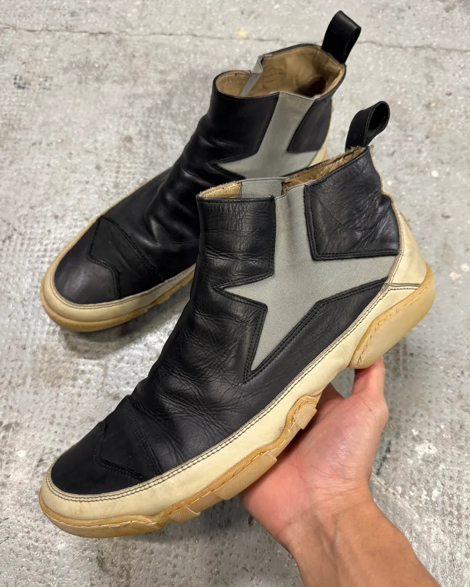 Marithé + François Girbaud Black Star Eroded Effect Leather Shoes DzSeSkB 0