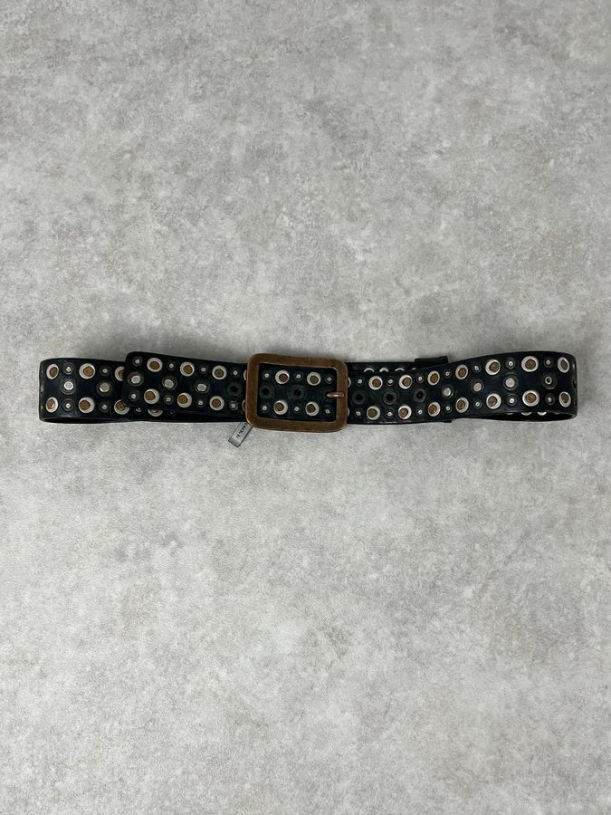 Marithé + François Girbaud Black Studded Leather Belt BfvoeCf 2