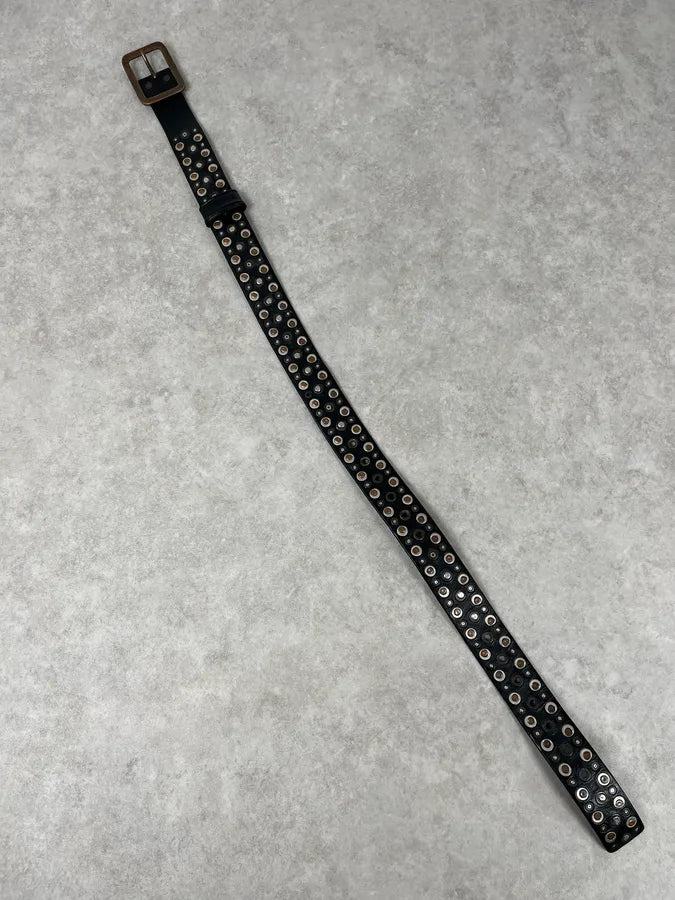 Marithé + François Girbaud Black Studded Leather Belt BfvoeCf 5