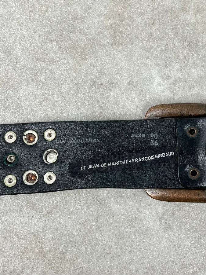 Marithé + François Girbaud Black Studded Leather Belt BfvoeCf 7