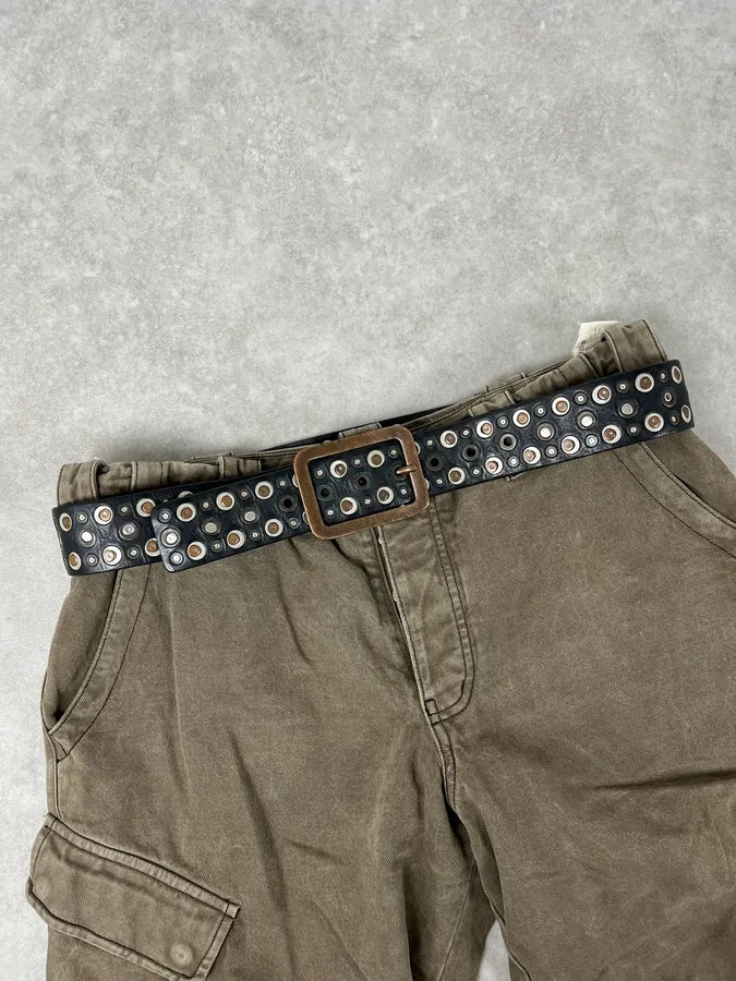 Marithé + François Girbaud Black Studded Leather Belt BfvoeCf 0