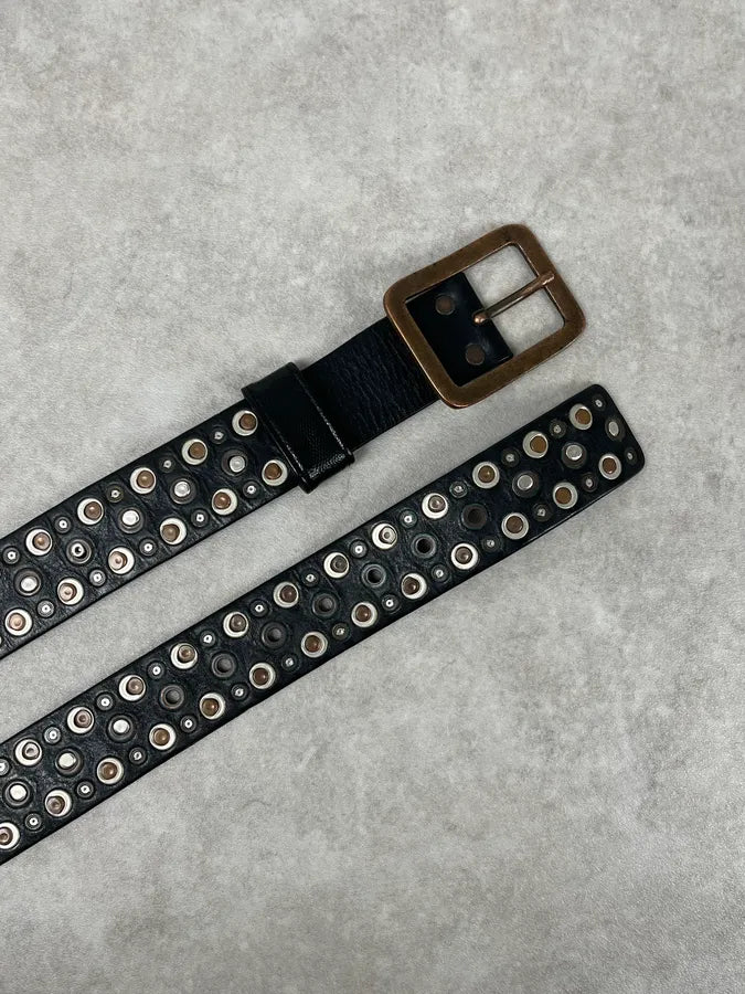 Marithé + François Girbaud Black Studded Leather Belt BfvoeCf 4