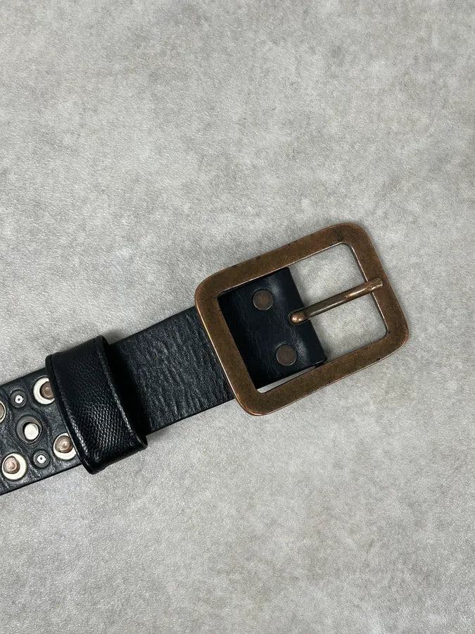 Marithé + François Girbaud Black Studded Leather Belt BfvoeCf 6