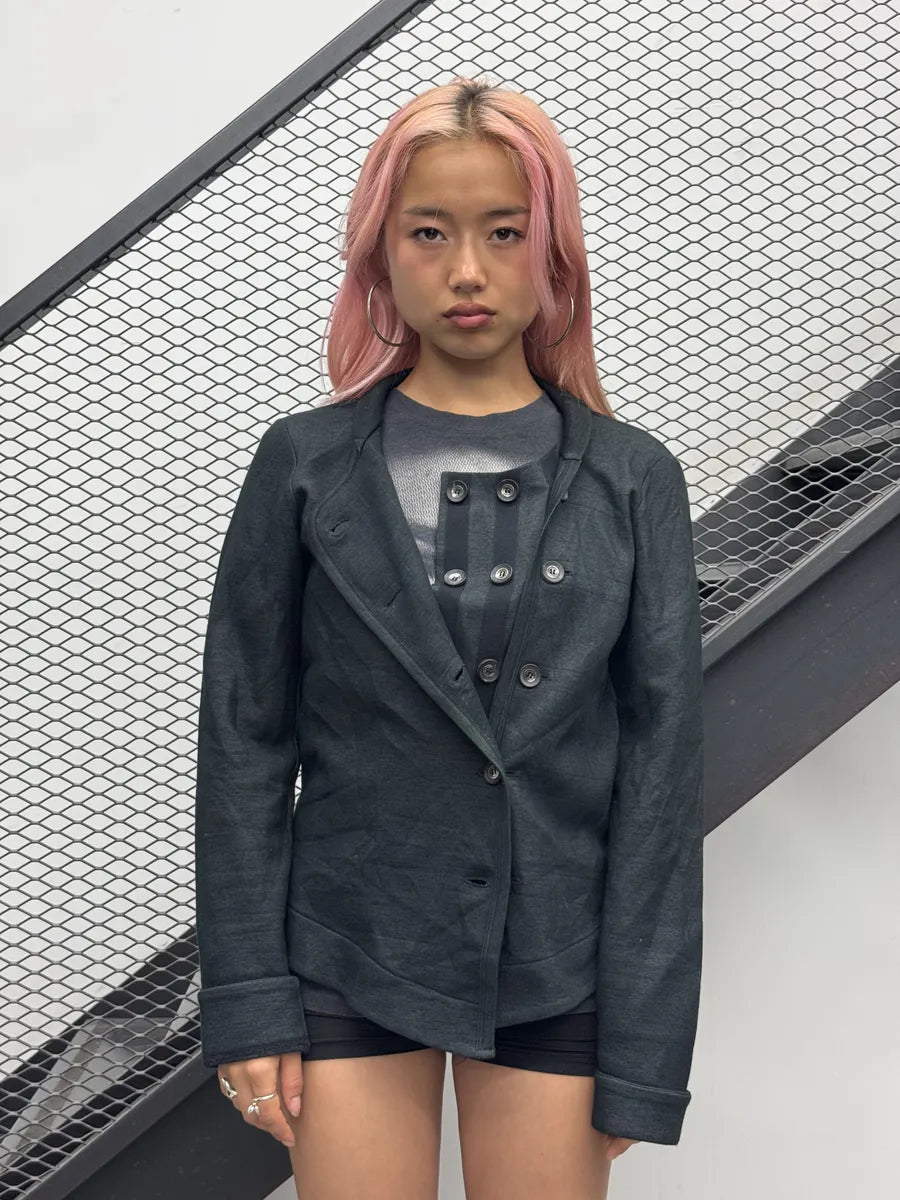 Marithé + François Girbaud Black Wool Double-Breasted Jacket BSkjnTp 0