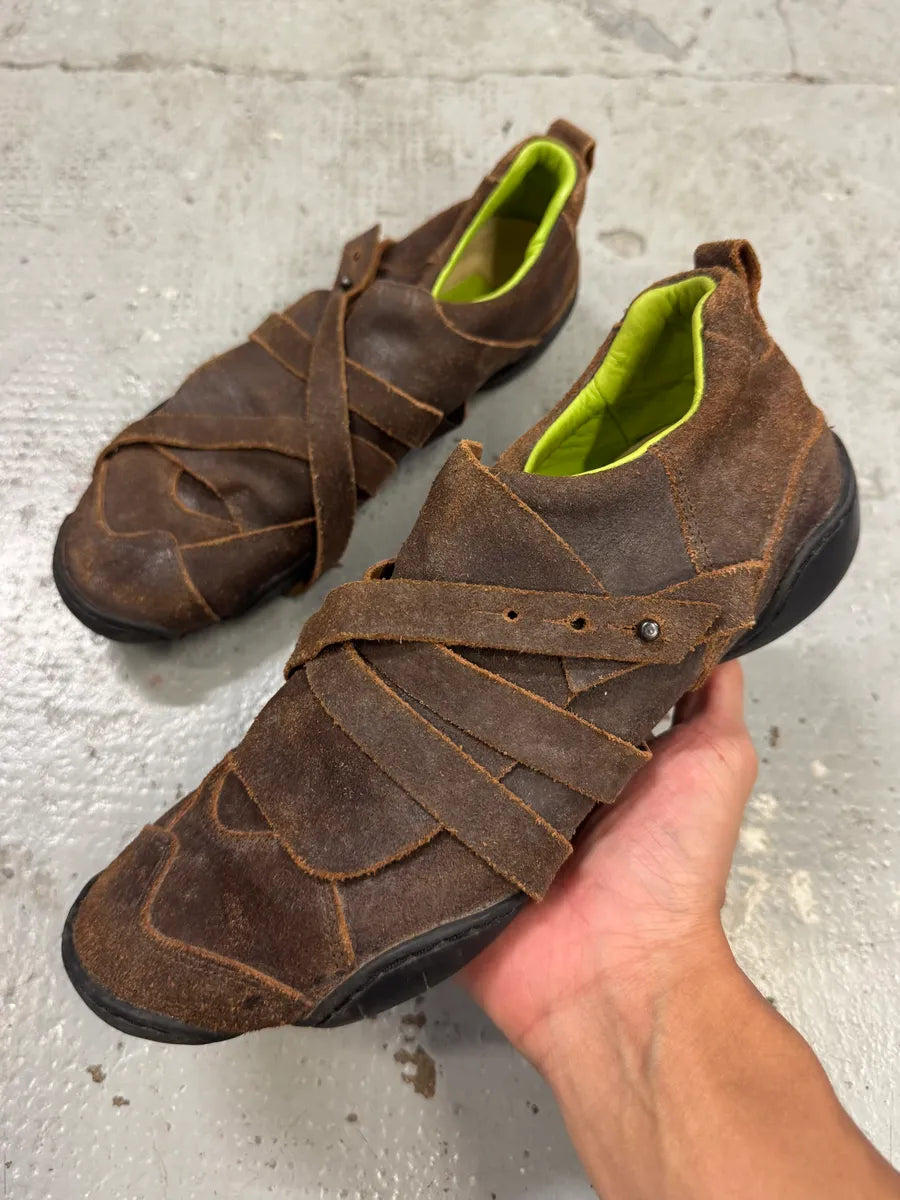 Marithé + François Girbaud Brown Samurai Eroded Leather Shoes VIrDTkb 0