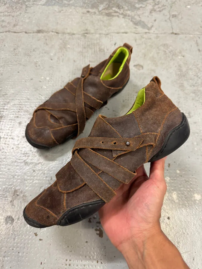 Marithé + François Girbaud Brown Samurai Eroded Leather Shoes VIrDTkb 3