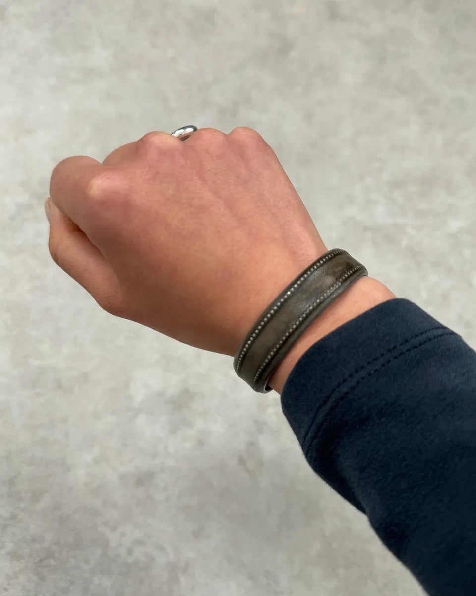 Marithé + François Girbaud  Brown Studded Leather Bracelet  spiASKo 1