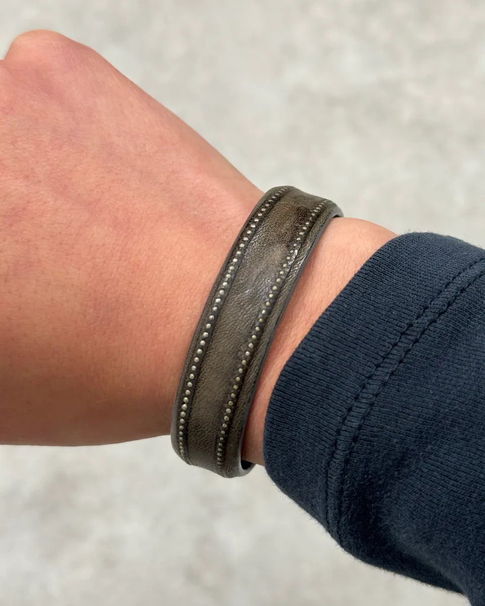 Marithé + François Girbaud  Brown Studded Leather Bracelet  spiASKo 3