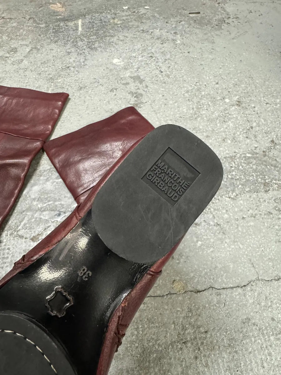 Marithé & François Girbaud Burgundy High Leather Laced Boots xTLstkz 5