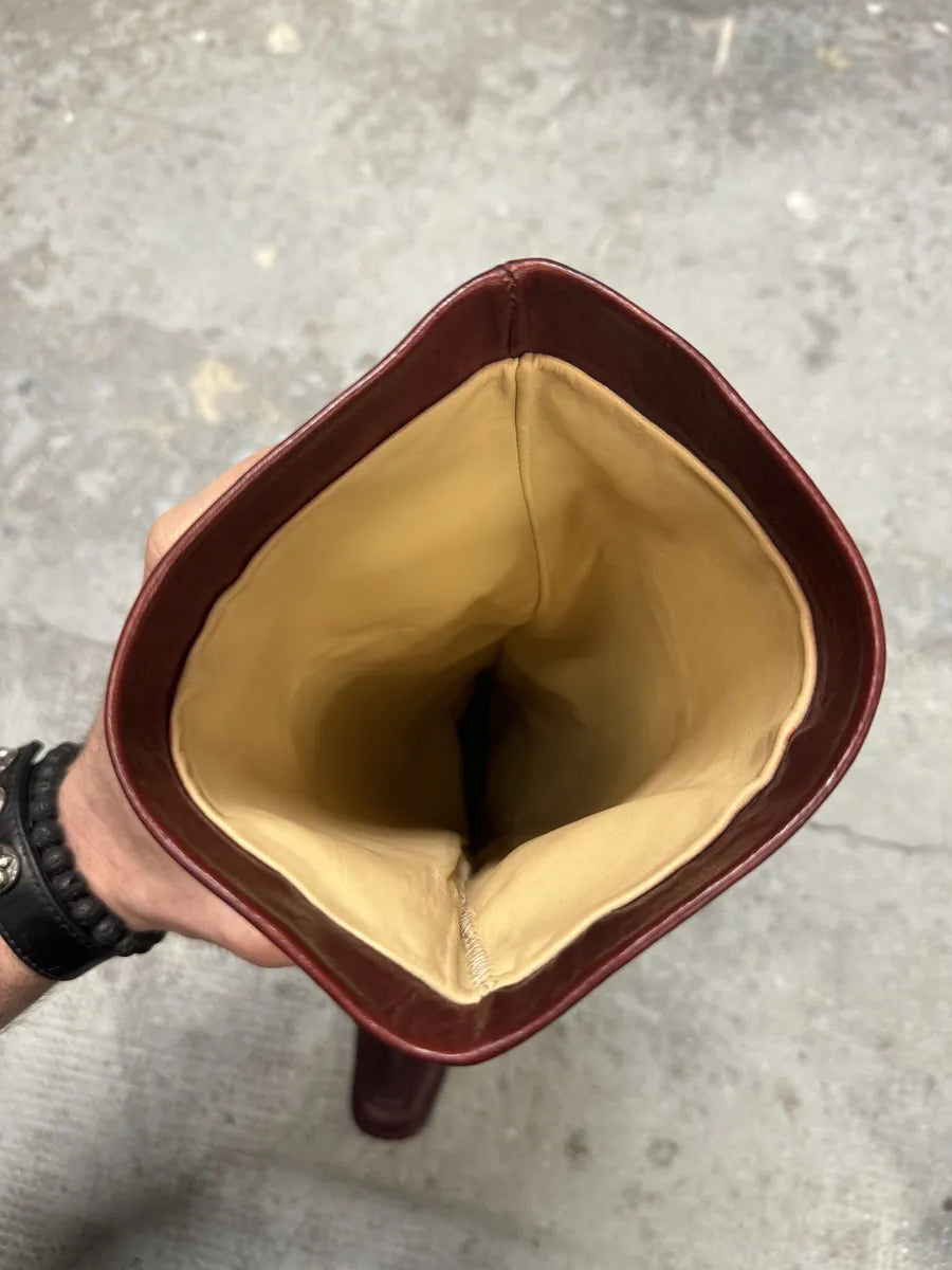 Marithé & François Girbaud Burgundy High Leather Laced Boots xTLstkz 7