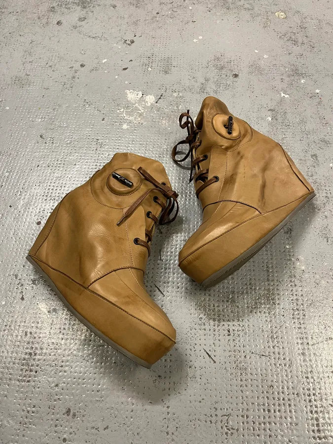 Marithé + François Girbaud Camel Leather Heels wScuavh 1