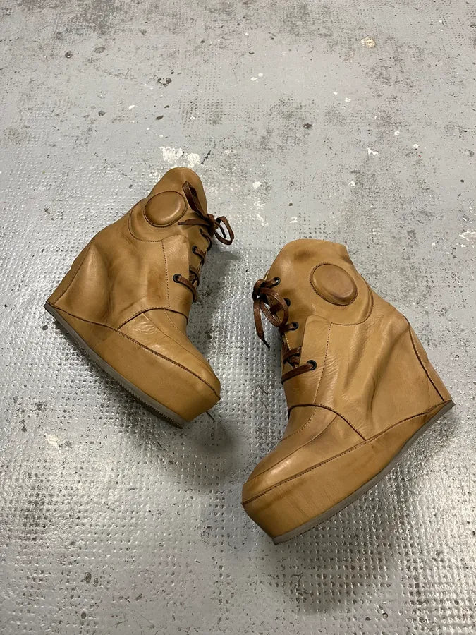 Marithé + François Girbaud Camel Leather Heels wScuavh 2