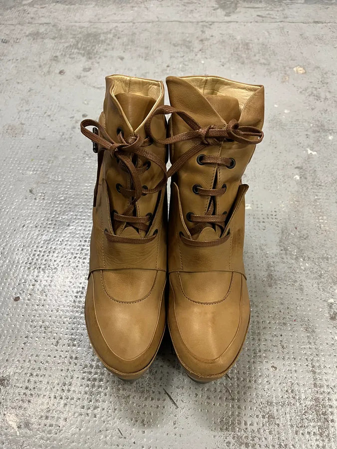 Marithé + François Girbaud Camel Leather Heels wScuavh 4