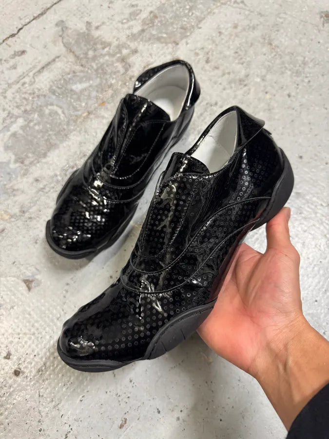 Marithé + François Girbaud Circle Black Leather Low Top Sneakers ZJEkGKq 0