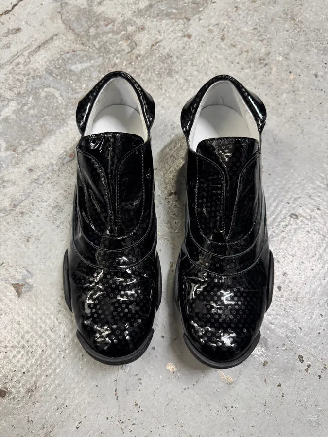 Marithé + François Girbaud Circle Black Leather Low Top Sneakers ZJEkGKq 2