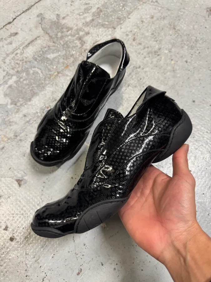 Marithé + François Girbaud Circle Black Leather Low Top Sneakers ZJEkGKq 3