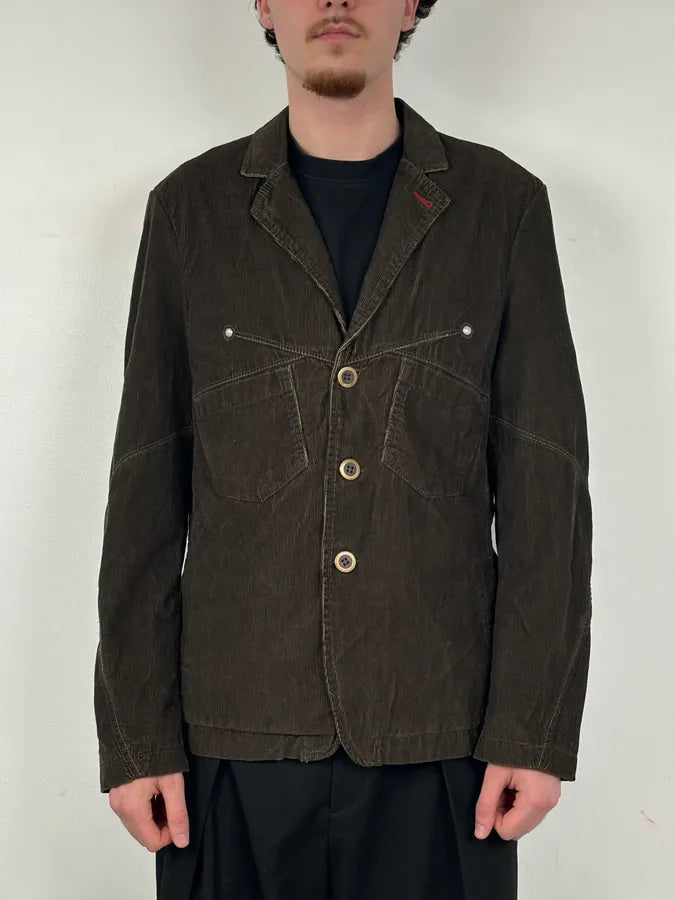 FW2000 Marithé + François Girbaud Dark Green Corduroy Blazer Jacket AVwKZmY 1