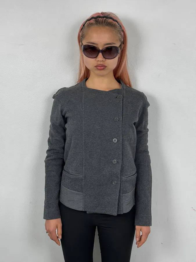 2000s Marithé + François Girbaud Grey Asymmetrical Blazer Jacket TWOVwab 1