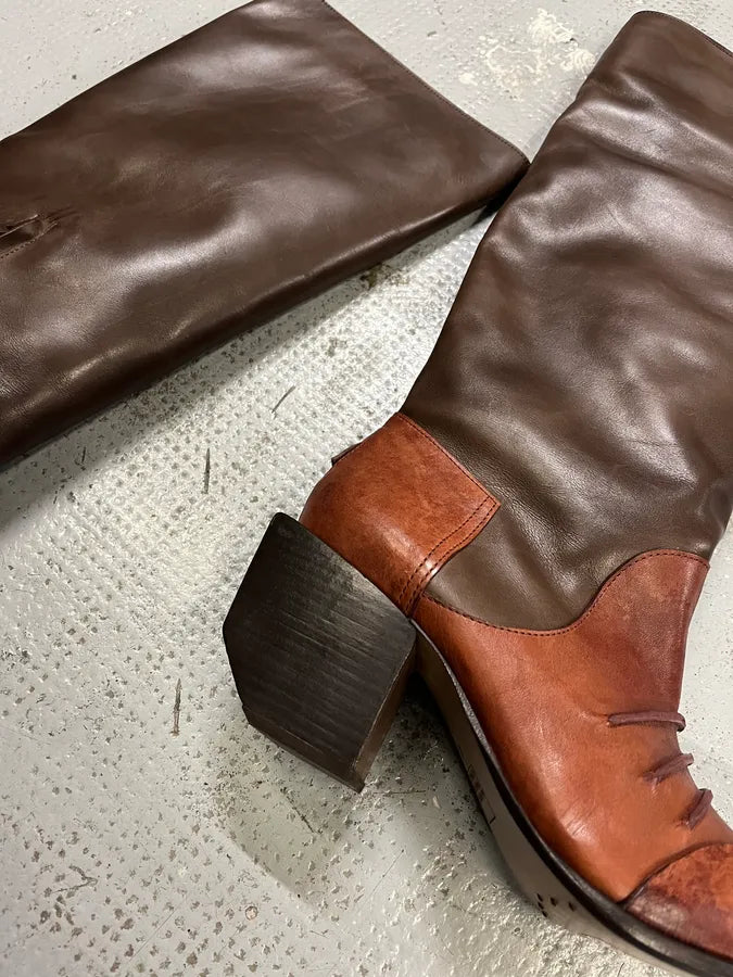 Marithé + François Girbaud Indiana Leather Brown Boots – Dolce Marithé + François Girbaud Indiana Leather Brown Boots – Dolce