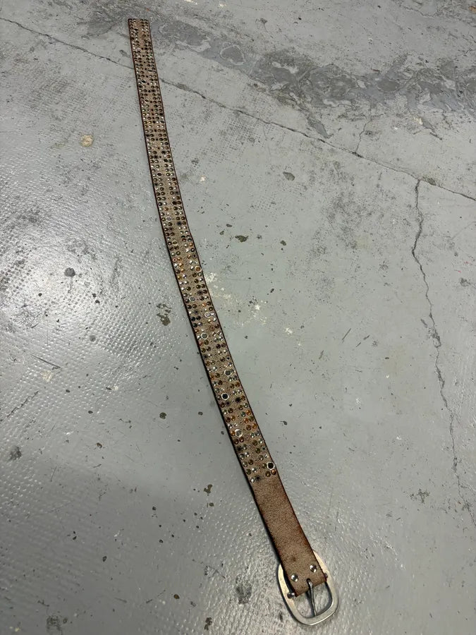 2000s Marithé + François Girbaud Beige Leather Studded Belt ZqkscQY 7