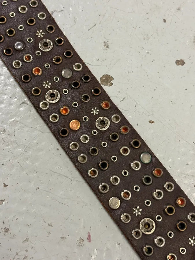 2000s Marithé + François Girbaud Beige Leather Studded Belt ZqkscQY 5