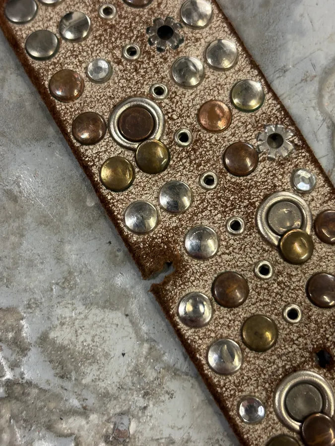 2000s Marithé + François Girbaud Beige Leather Studded Belt ZqkscQY 8