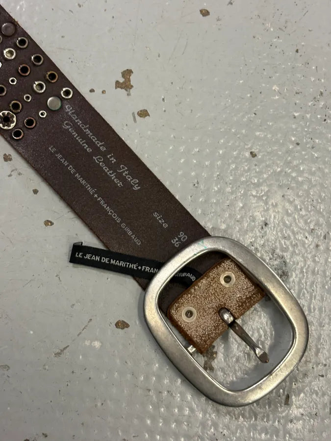 2000s Marithé + François Girbaud Beige Leather Studded Belt ZqkscQY 6