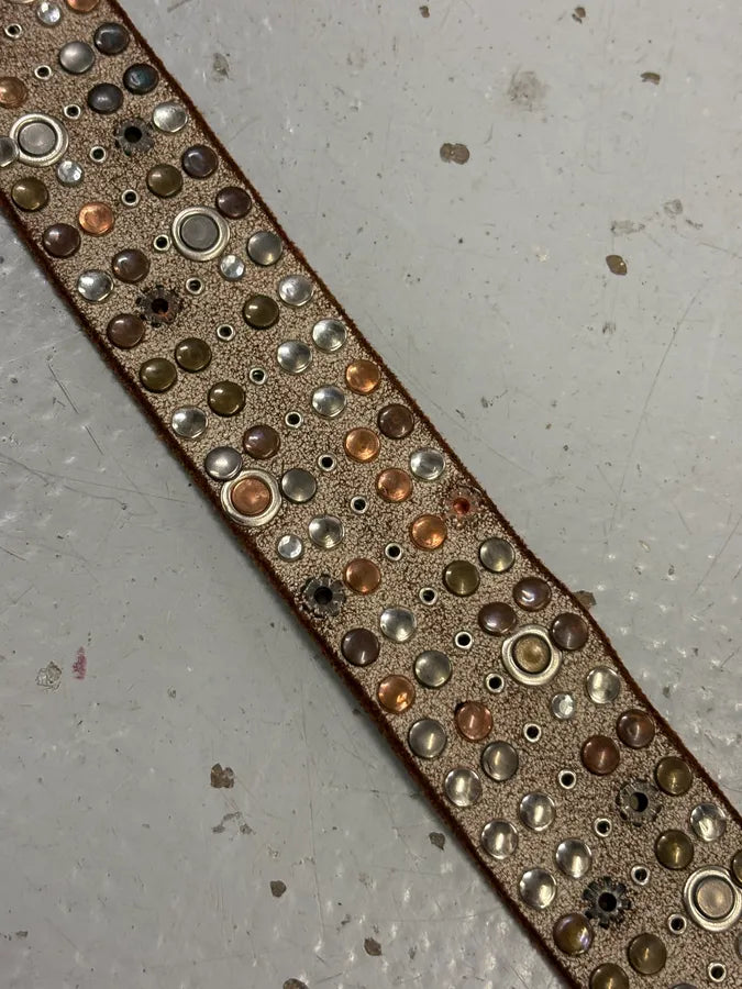2000s Marithé + François Girbaud Beige Leather Studded Belt ZqkscQY 4