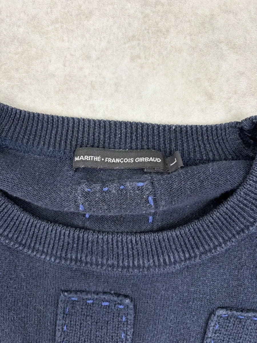 2000s Marithé + François Girbaud Navy Vertical Stitch Sweater tiJkFqB 4