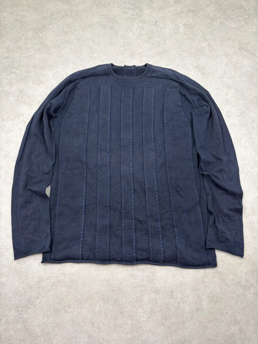 2000s Marithé + François Girbaud Navy Vertical Stitch Sweater tiJkFqB 2