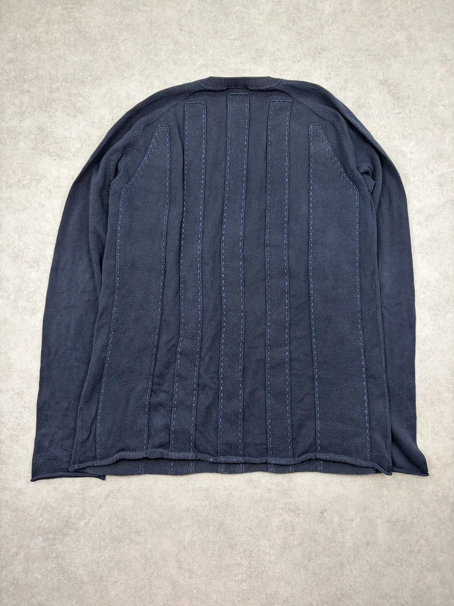2000s Marithé + François Girbaud Navy Vertical Stitch Sweater tiJkFqB 6
