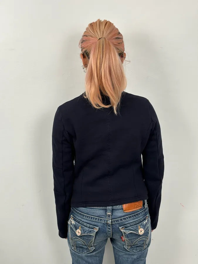2000s Marithé + François Girbaud Navy Fleece Button-Up Light Jacket SBQCpPg 1