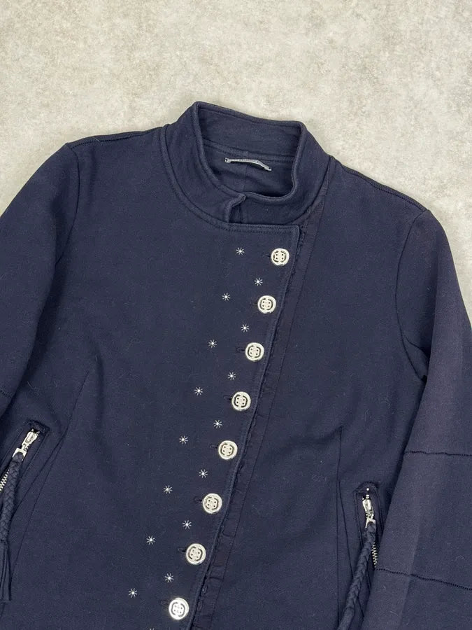 2000s Marithé + François Girbaud Navy Fleece Button-Up Light Jacket SBQCpPg 4