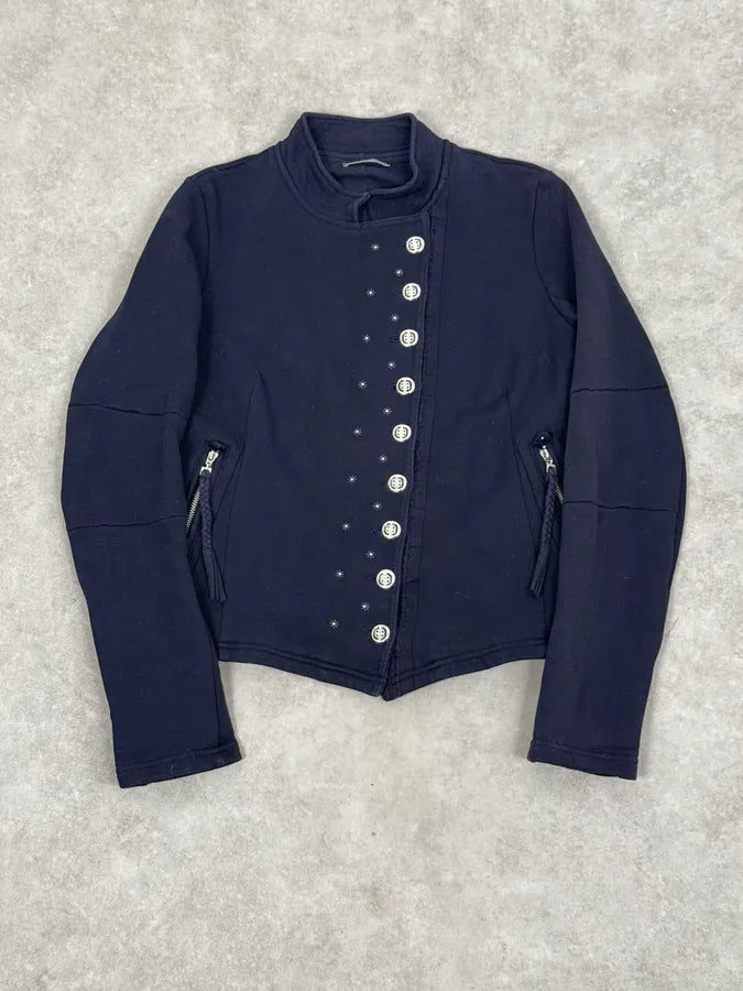 2000s Marithé + François Girbaud Navy Fleece Button-Up Light Jacket SBQCpPg 2