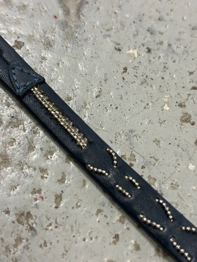 Marithé + François Girbaud Navy Leather Chain Detail Bracelet EBduJOs 2