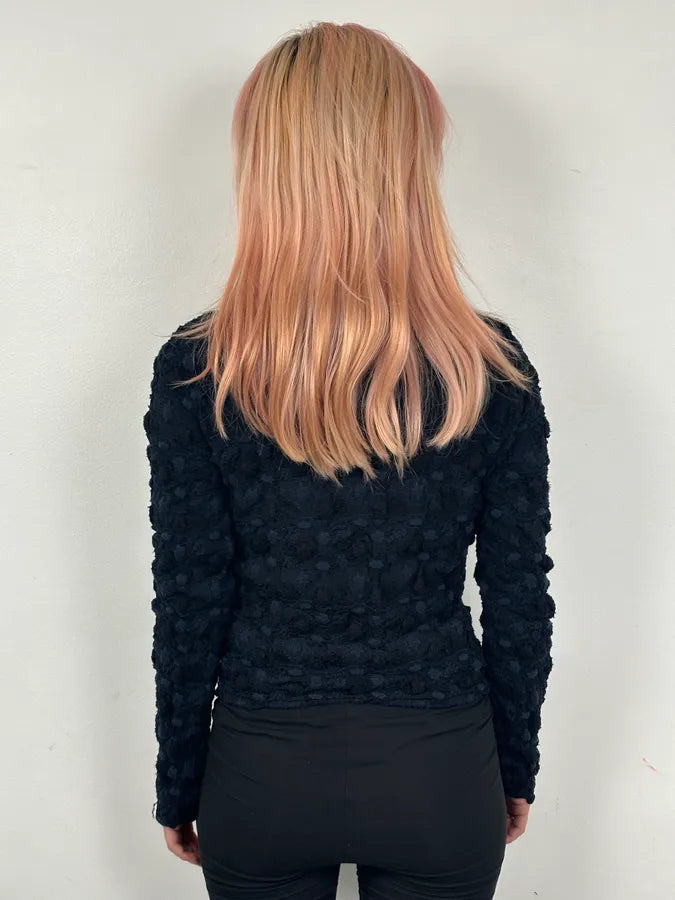 Marithé + François Girbaud Navy Textured Flowers Cardigan PUeCKWB 2