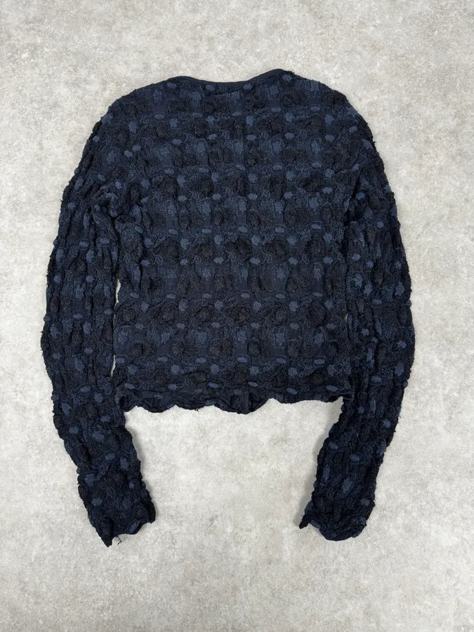 Marithé + François Girbaud Navy Textured Flowers Cardigan PUeCKWB 3
