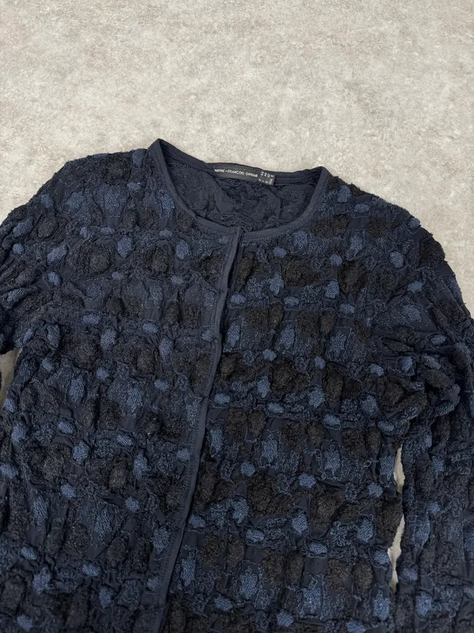 Marithé + François Girbaud Navy Textured Flowers Cardigan PUeCKWB 4