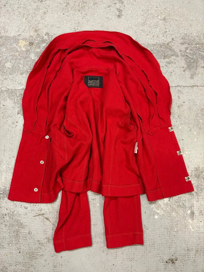 Marithé + François Girbaud Red Extra Collar Cardigan Jacket ejdrMYZ 4