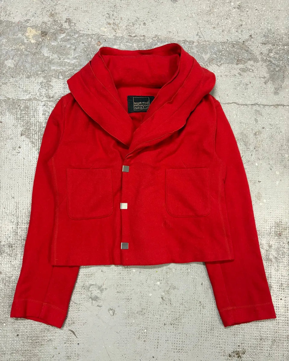 Marithé + François Girbaud Red Extra Collar Cardigan Jacket ejdrMYZ 0