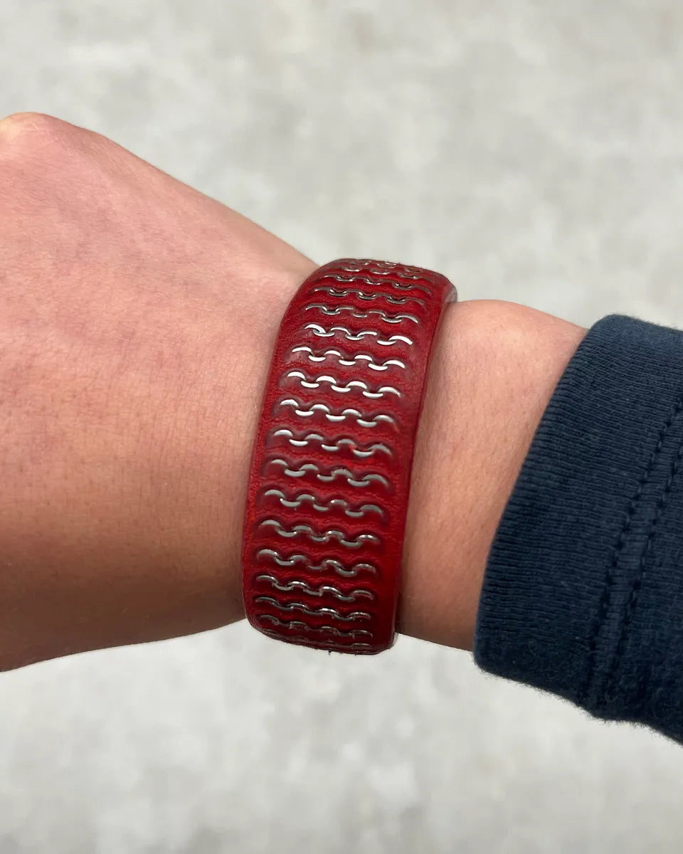 Marithé + François Girbaud Red Studded Leather Bracelet  rCfLXiF 1