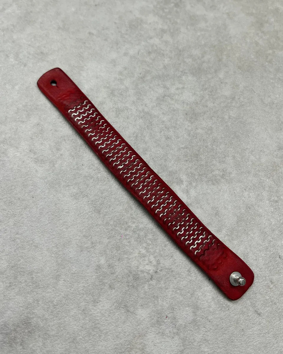 Marithé + François Girbaud Red Studded Leather Bracelet  rCfLXiF 3