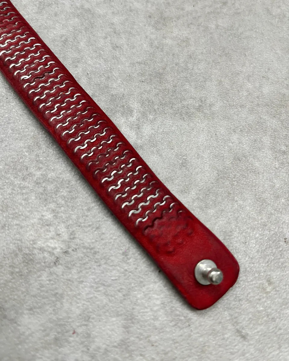 Marithé + François Girbaud Red Studded Leather Bracelet  rCfLXiF 4