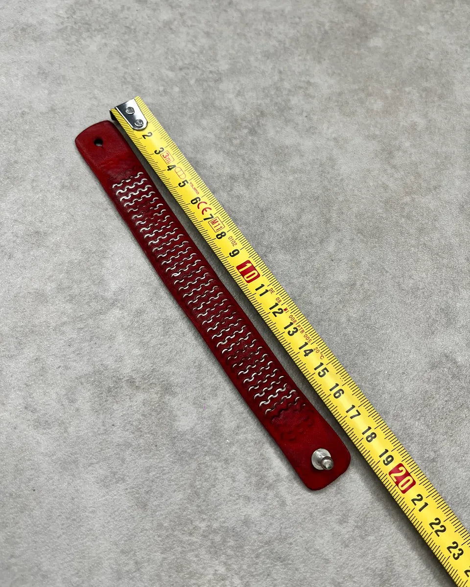 Marithé + François Girbaud Red Studded Leather Bracelet  rCfLXiF 7